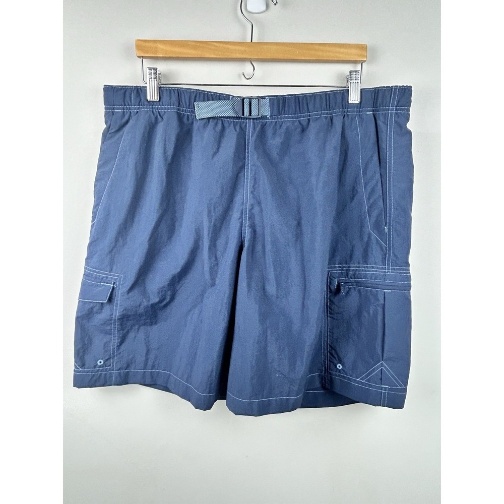 Columbia Men's Large Blue Swim Trunks Cargo 5-Pockets Mesh Lined Belted